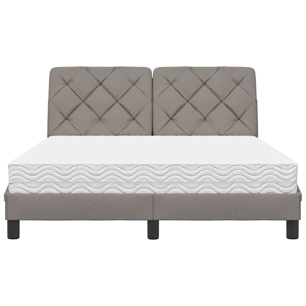 Letto con Materasso Tortora 140x190 cm in Tessuto 3310738