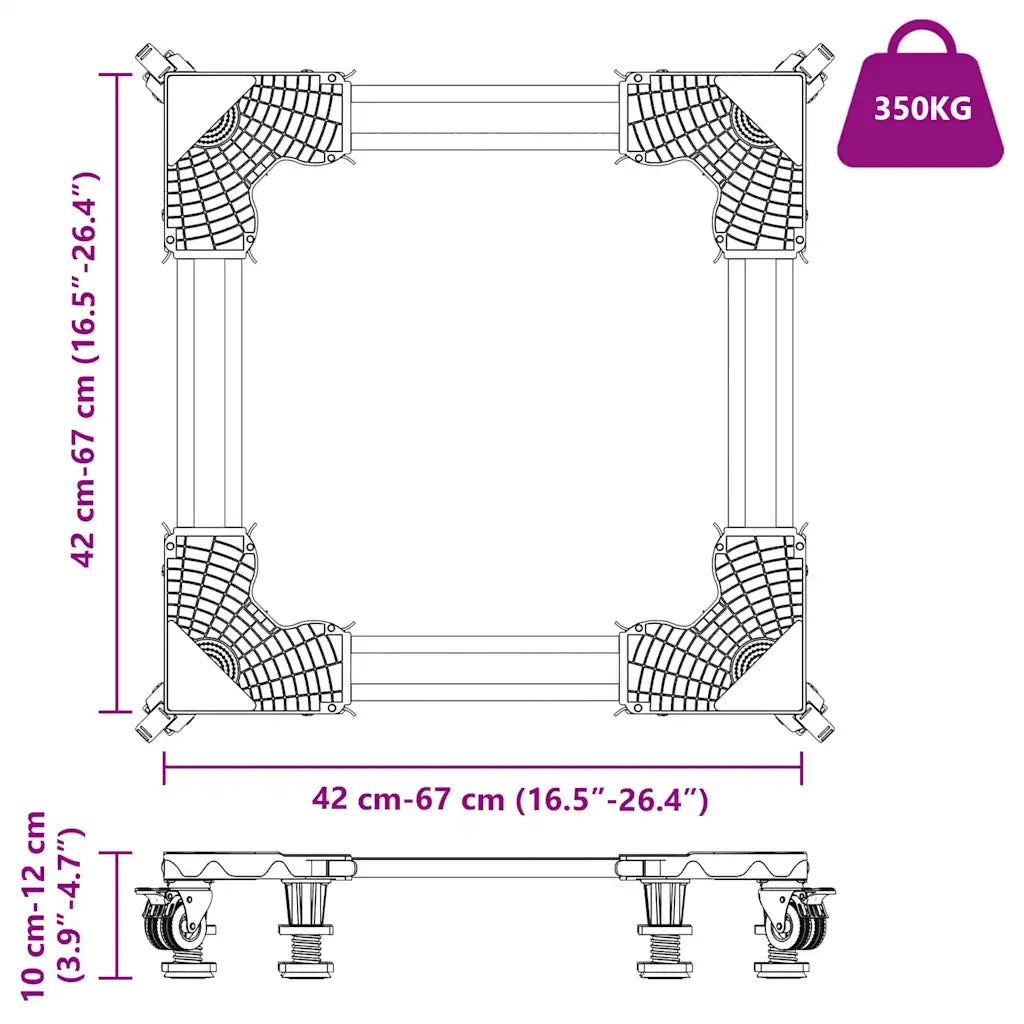 Base per lavatrice Grigio 67 x 67 x 12 cm Acciaio inossidabile CFW7059218