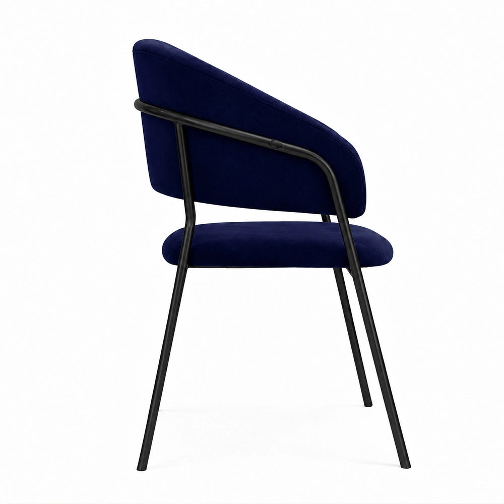 Sedie da sala da pranzo set da 2 Aurelia in velluto blu notte con gambe nere