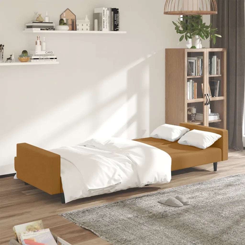 Divano letto | Sof¨¤ letto | Letto singolo a 2 Posti Marrone in Velluto
