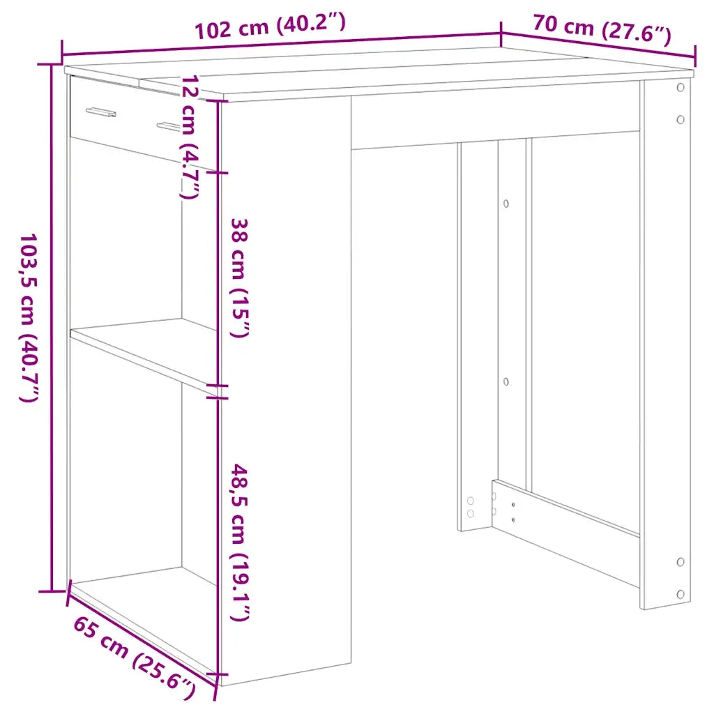 Tavolo da Bar Legno Antico 102x70x103,5 cm in in Truciolato 3309328