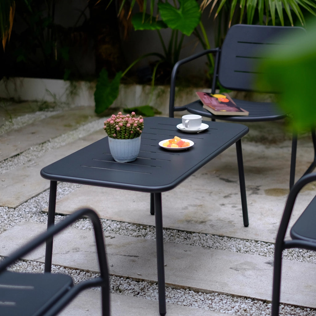 Set Andria di 4 Mobili da Giardino in Acciaio Tavolino Panca e 2 Sedie - Antracite casa.pro