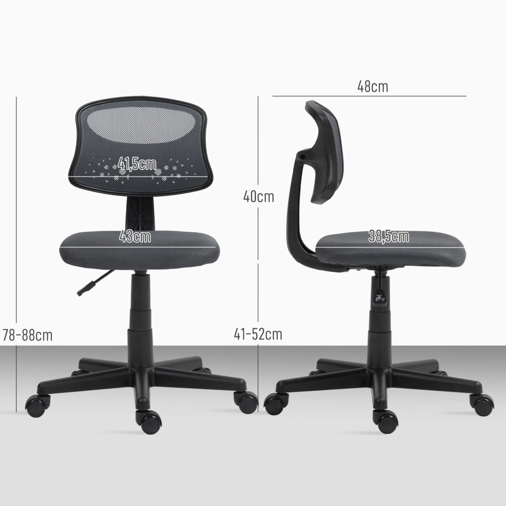 Sedia da ufficio senza braccioli girevole con schienale in rete traspirante altezza regolabile ¨C zephmum ¨C grigio