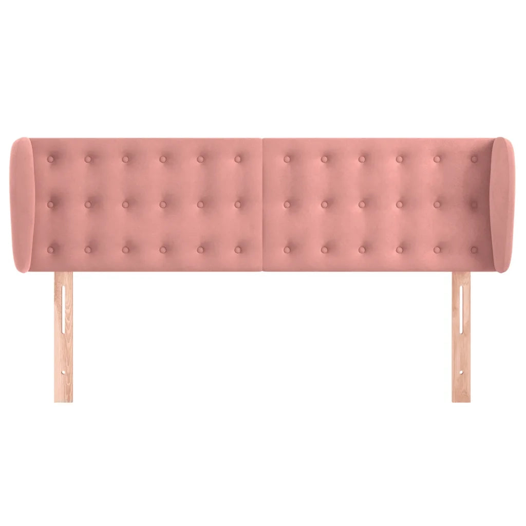 Testiera ad Orecchio Rosa 147x23x78/88 cm in Velluto