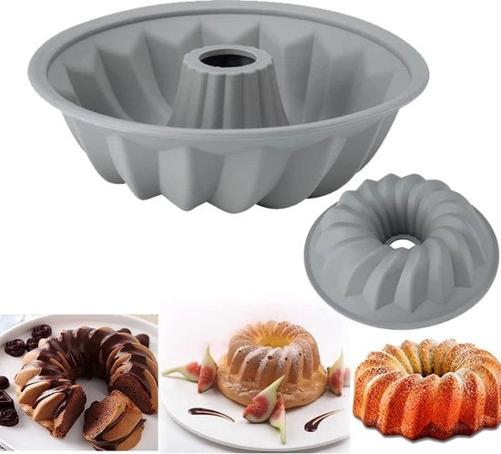 Forma per Bundt Cake in Silicone di Qualità con Strato Antiscivolo, 20 cm