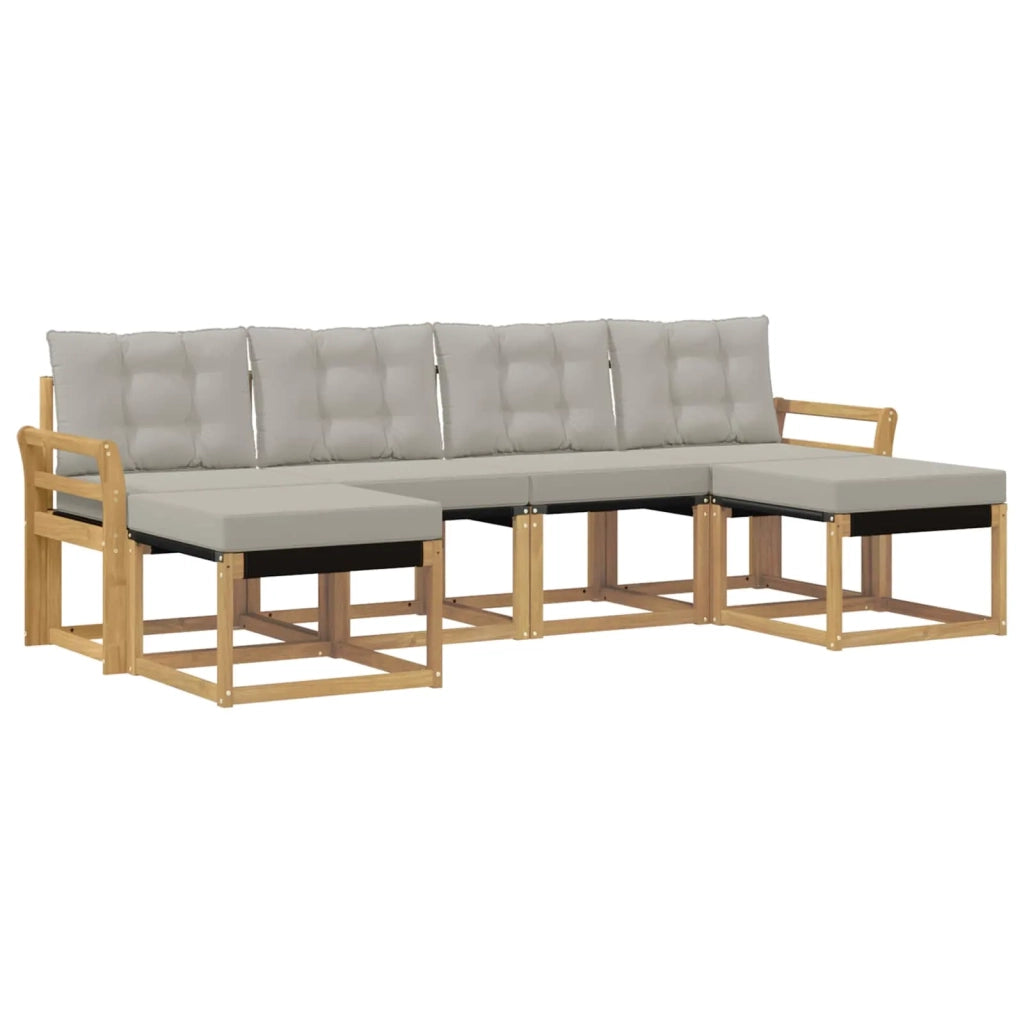 Set di divani da esterno 6 pz Bianco e Grigio Chiaro 3389741
