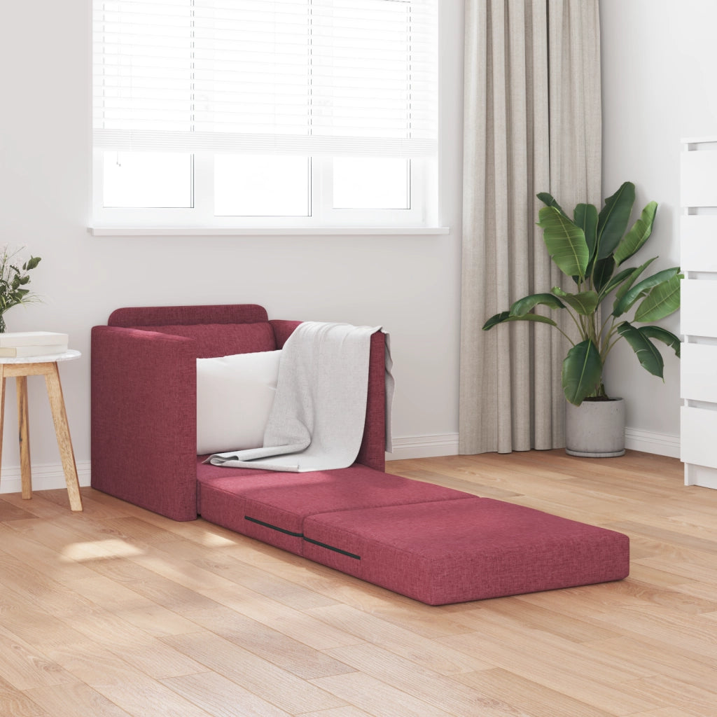 Sofa Letto 2-in-1 Rosso Borgogna 74x77x81 cm Tessuto