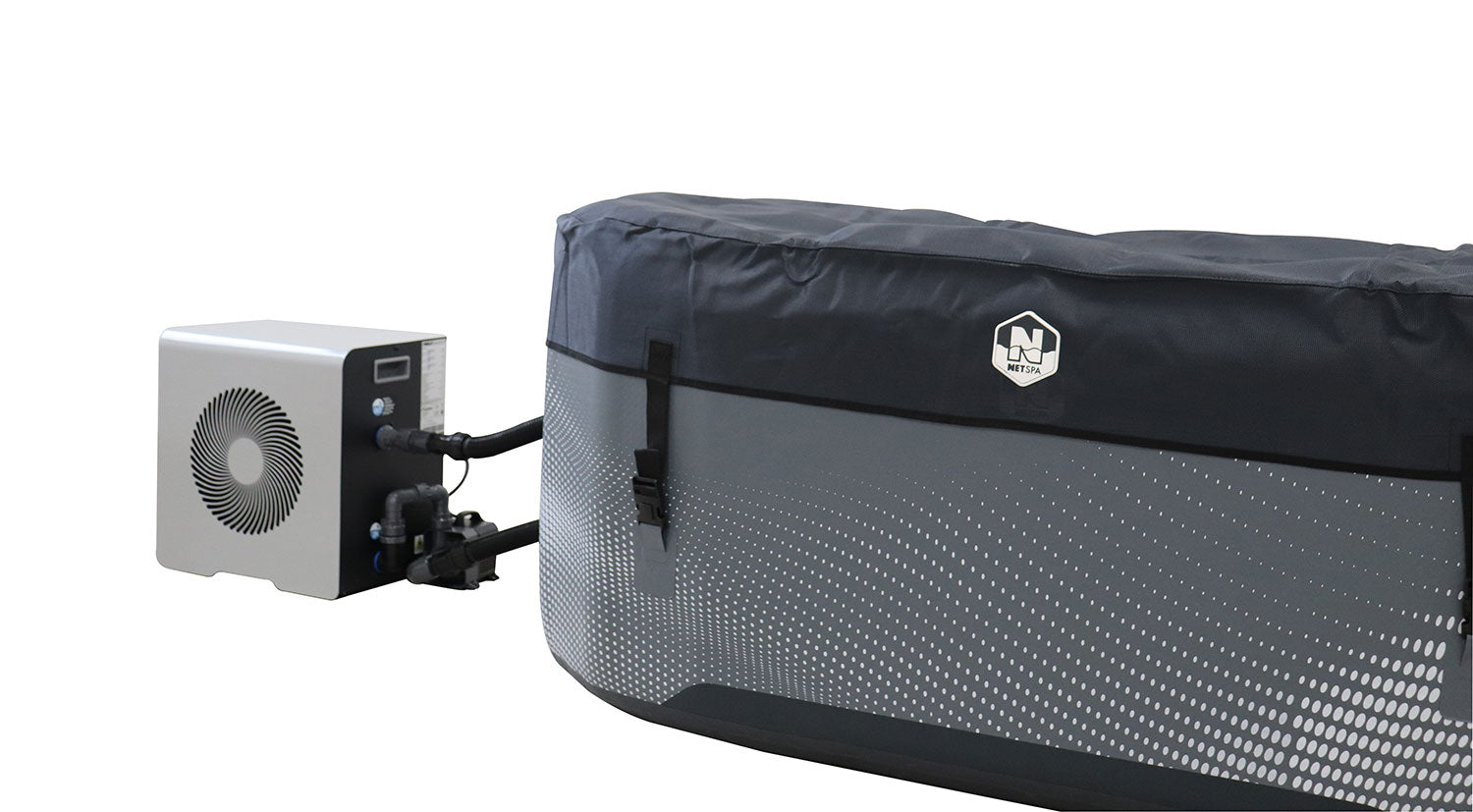 Piscina in Drop Stitch per Bagni di Ghiaccio con Kit Chiller 170x92x67A cm NetSpa Jarvi Grigio