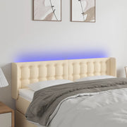 Testiera a LED Crema 147x16x78/88 cm in Tessuto