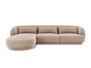 Cosmopolitan Design - Divano angolare sinistro "Tulum" 4 posti in velluto beige 