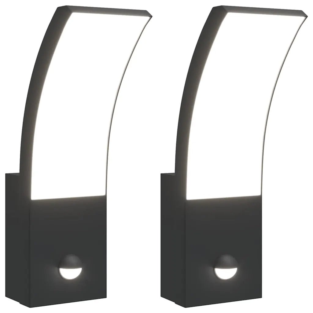 Applique con LED e Sensore 2 pz Nere in Alluminio Pressofuso 4006263