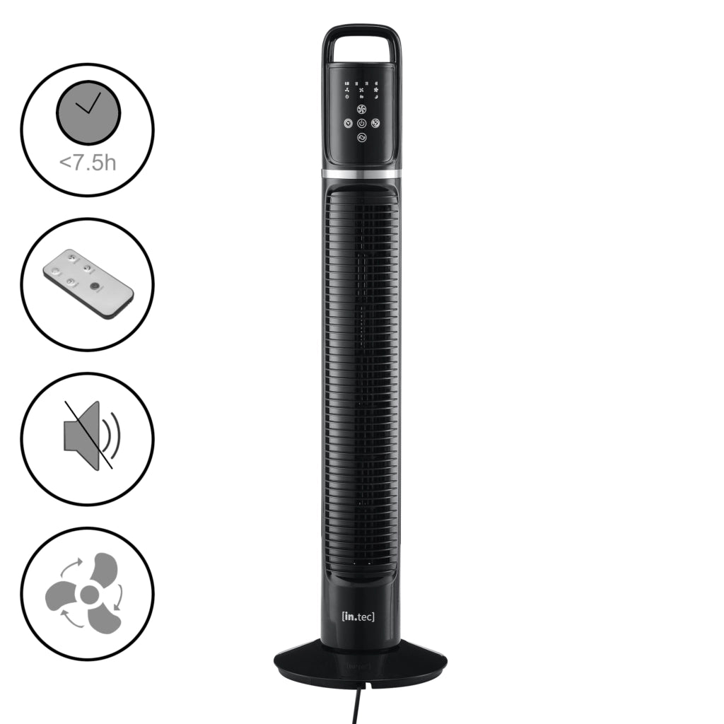 Ventilatore a Torre 82 cm con Telecomando e Timer Modalitá Oscillante Motore da 40W - Nero