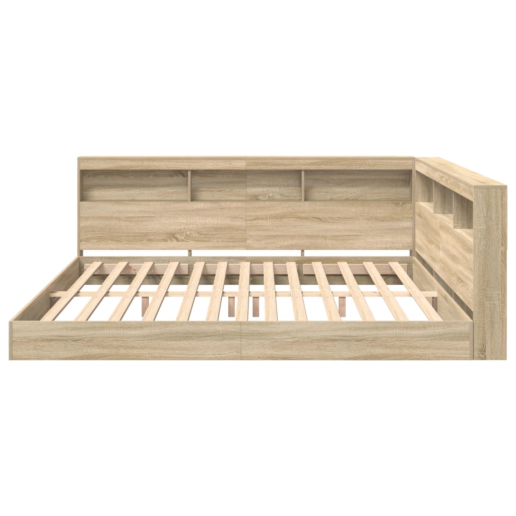 Letto a libreria rovere Sonoma 180x200 cm in legno ingegnerizzato
