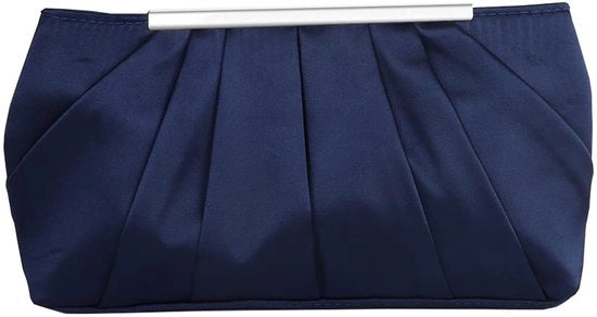 Clutch elegante a pieghe per donne, borsa da sera, gala e matrimoni (blu scuro, 20 pollici, medio)