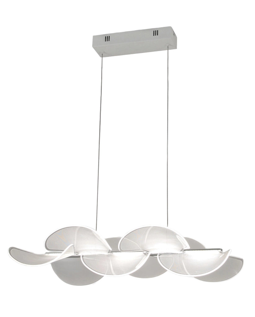 Sylvie Lampada a Sospensione LED 30W Bianco in Metallo e Metacrilato, Design Moderno, 4000 Lumen, Luce Calda 3000K, Dimmerabile a Taglio di Fase