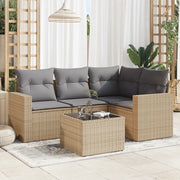 Set Divano da Giardino 5 pz con Cuscini Beige in Polyrattan 3251256