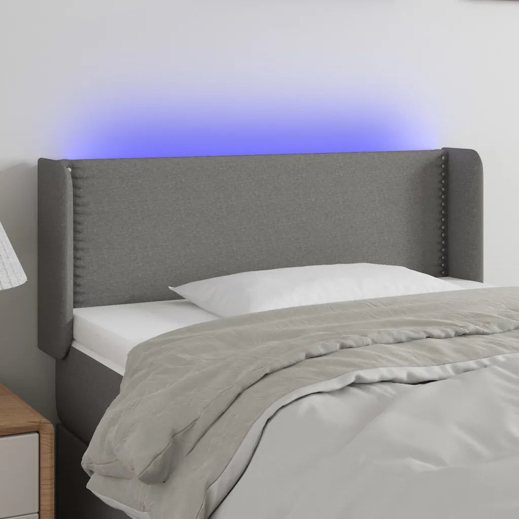 Testiera | Testata a LED Grigio Scuro 83x16x78/88 cm in Tessuto
