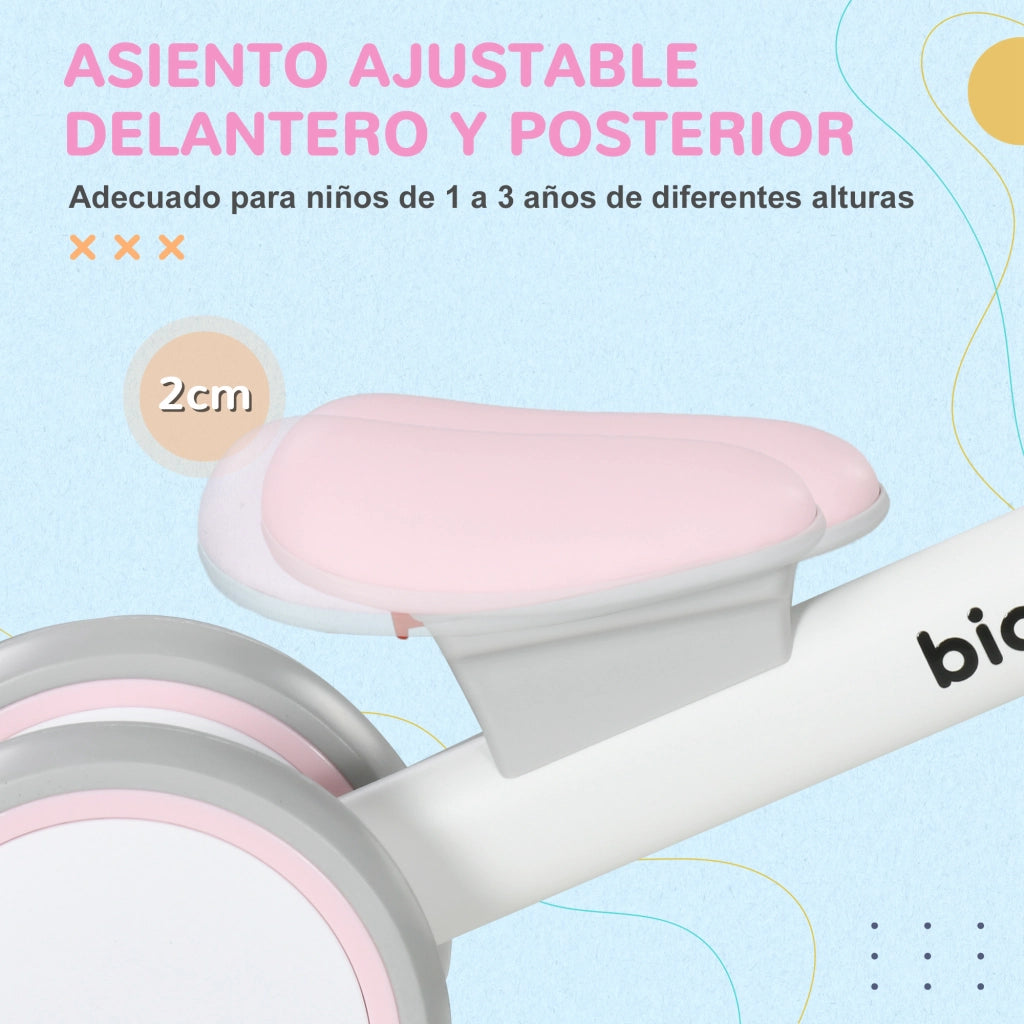 Bicicletta senza Pedali per Bambini 12-36 Mesi con Cestino e 4 Ruote Silenziose ¨C zephmum ¨C 56x27x39 Rosa