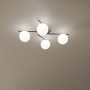 Plafoniera Contemporanea Holly Metallo Nero Vetro Bianco 4 Luci E27