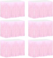 Tavolo da pranzo con 6 pezzi di tovaglietta laccata in metallizzato rosa chiaro - misura 73 x 45 cm
