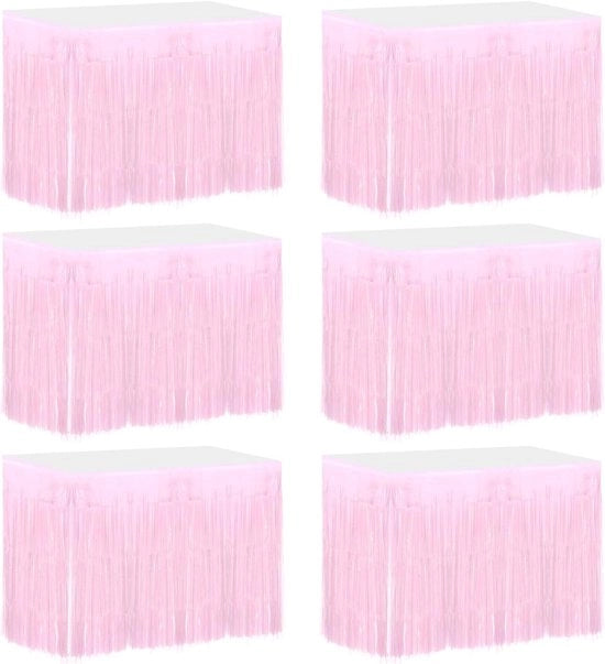 Tavolo da pranzo con 6 pezzi di tovaglietta laccata in metallizzato rosa chiaro - misura 73 x 45 cm