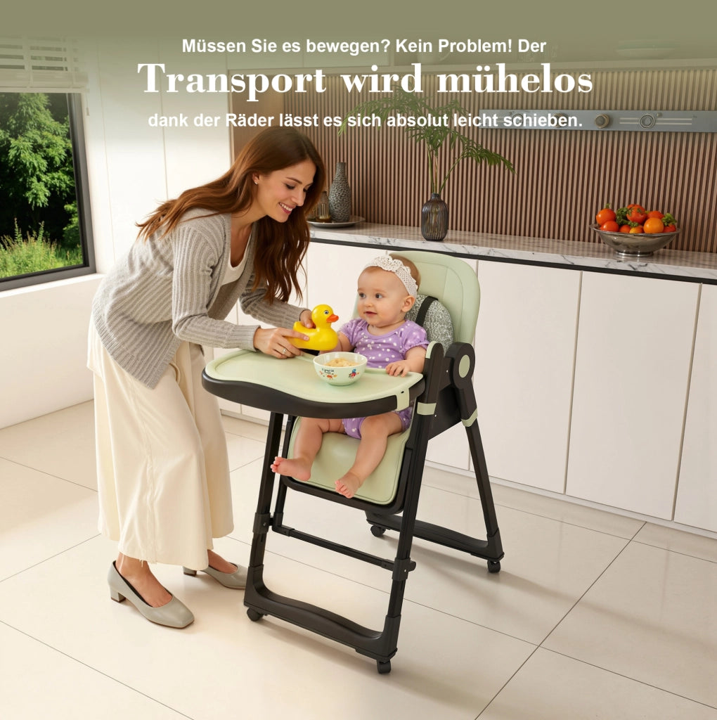 Seggiolone per bambini 2 in 1 con funzione dondolo; cintura di sicurezza a 5 punti; verde scuro