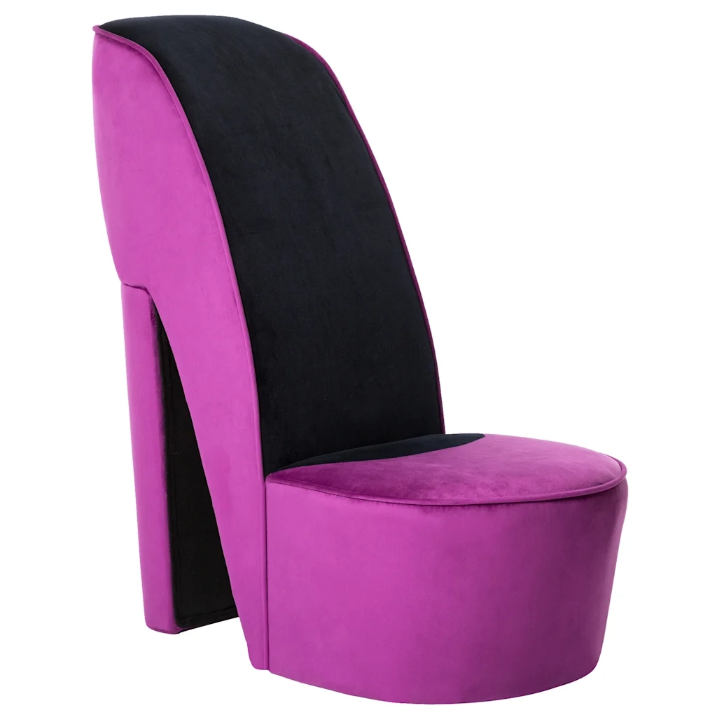 Poltrona a Forma di Scarpa con Tacco Alto in Velluto Viola 248645