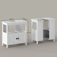 kleankin Mobile Sottolavabo con Ripiano e Armadietto, Intaglio e U e 2 Ante, 60x30x60 cm, Bianco