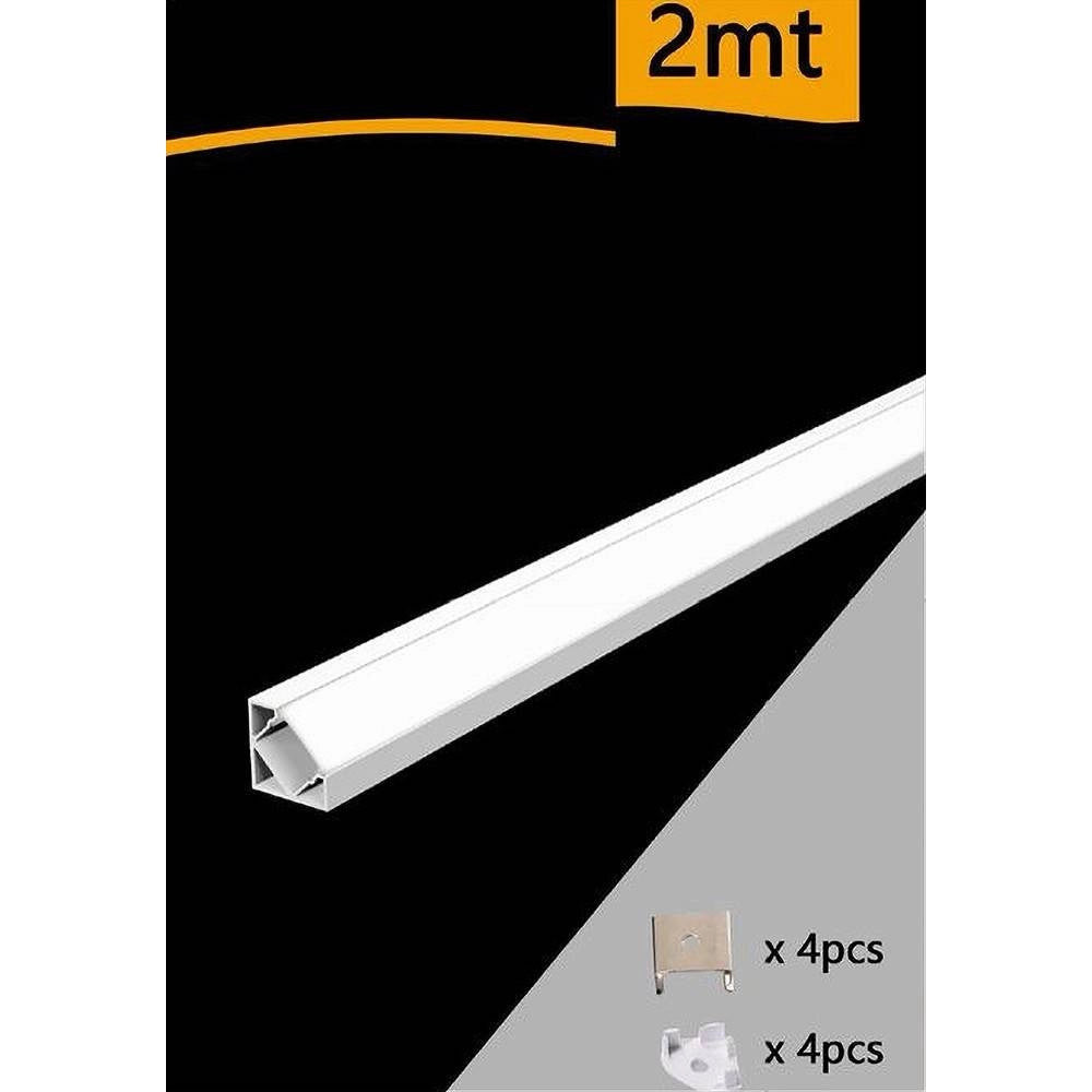 Trade Shop - Profilo In Alluminio Da 2mt Angolare Copertura Opaca Per Strip Led Strisce Al-06 -
