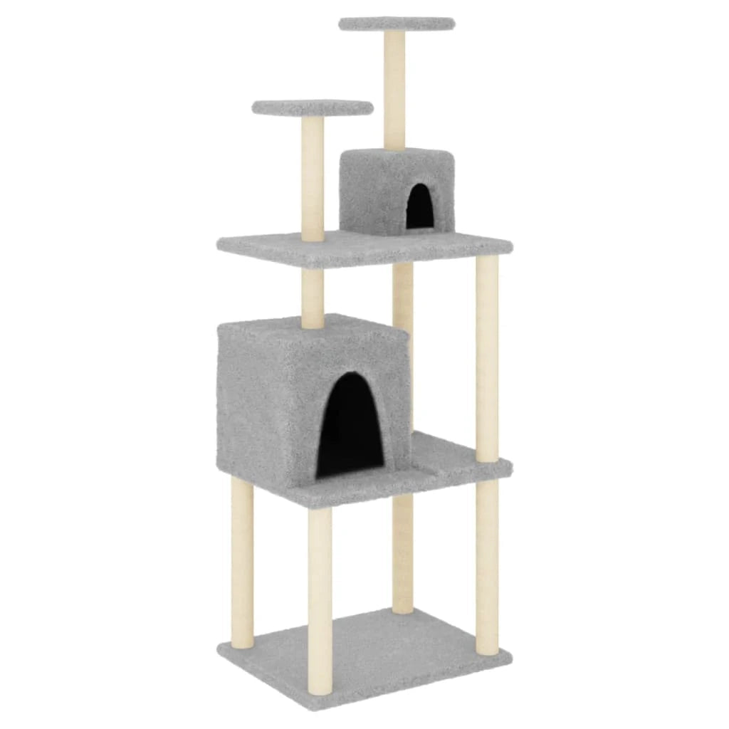Tiragraffi per gatti torre per arrampicata giocattolo piattaforma per arrampicata con tiragraffi in sisal leggero 167 cm grigio 02_0022586