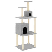 Tiragraffi per gatti torre per arrampicata giocattolo piattaforma per arrampicata con tiragraffi in sisal leggero 167 cm grigio 02_0022586