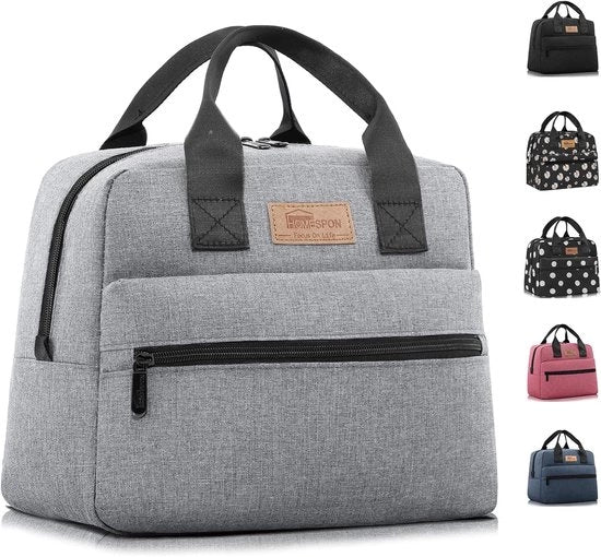 Borsa Isolante con Grande Capacità - Borsa Impermeabile per Scuola, Ufficio e Picnic (Grigio)