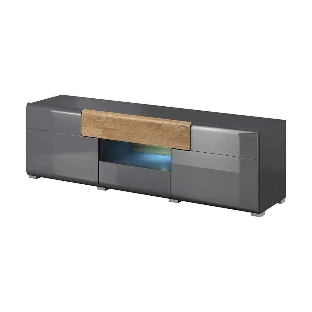 Mobile TV 160cm collezione OHIO. Colori grigio antracite e rovere.