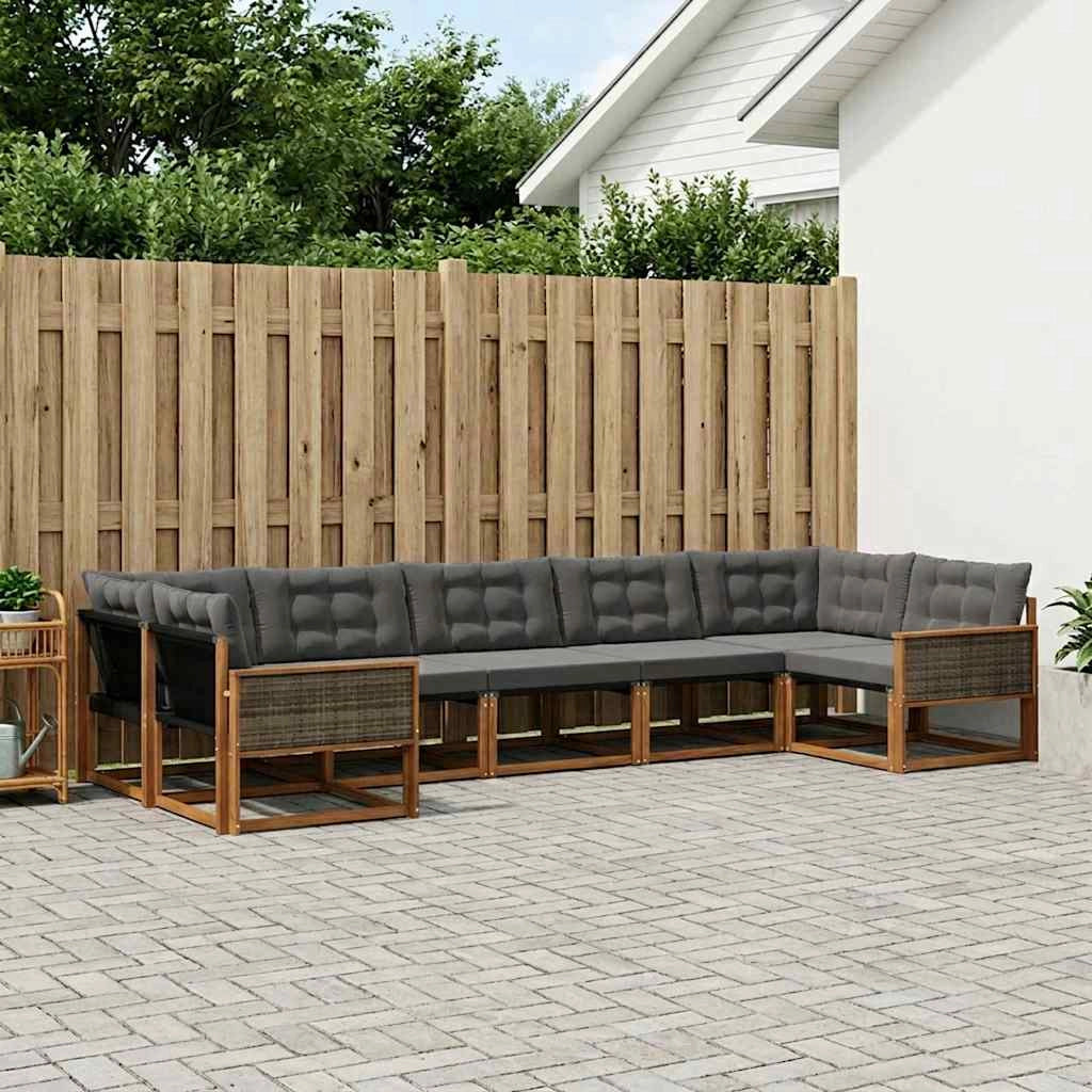Set di divani da esterno 7 pz Naturale e Nero 3381660