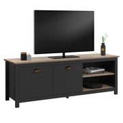 IDMarket - Mueble TV ISIS 140 cm madera vintage y negro