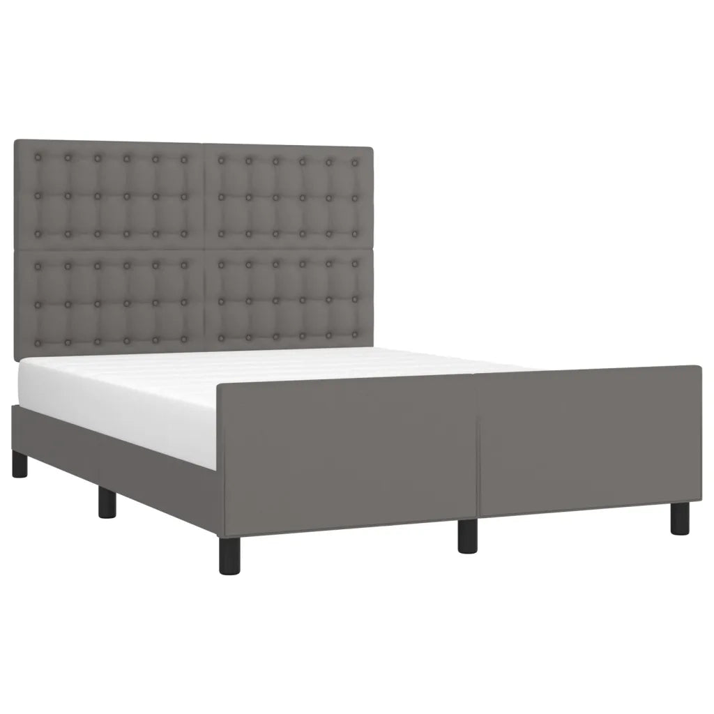 Giroletto con Testiera-Struttura Letto con testiera Crema 140x190 cm in Similpelle 400725
