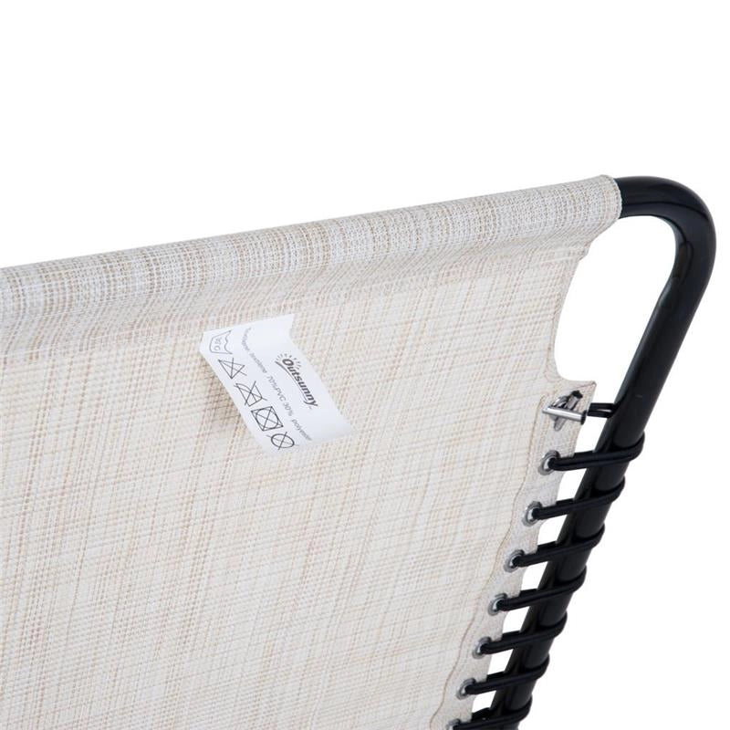 LETTINO PRENDISOLE IN ACCIAIO E TESSUTO TRASPIRANTE CON SCHIENALE RECLINABILE, 197X58X26 CM