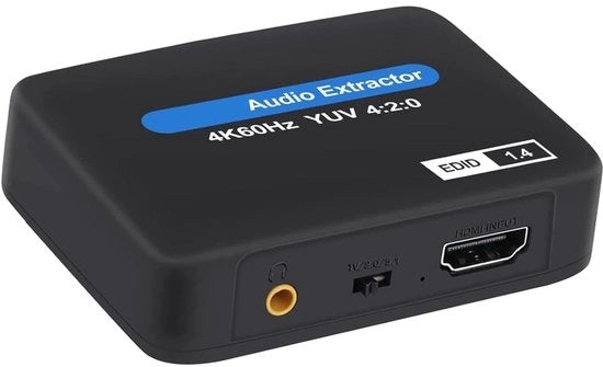 Estensore Audio HDMI 2K/4K - HDMI a HDMI - Supporto Toslink (SPDIF) Uscita Audio Ottica + 3,5 mm Audio - Incluso Cavo USB - Nero