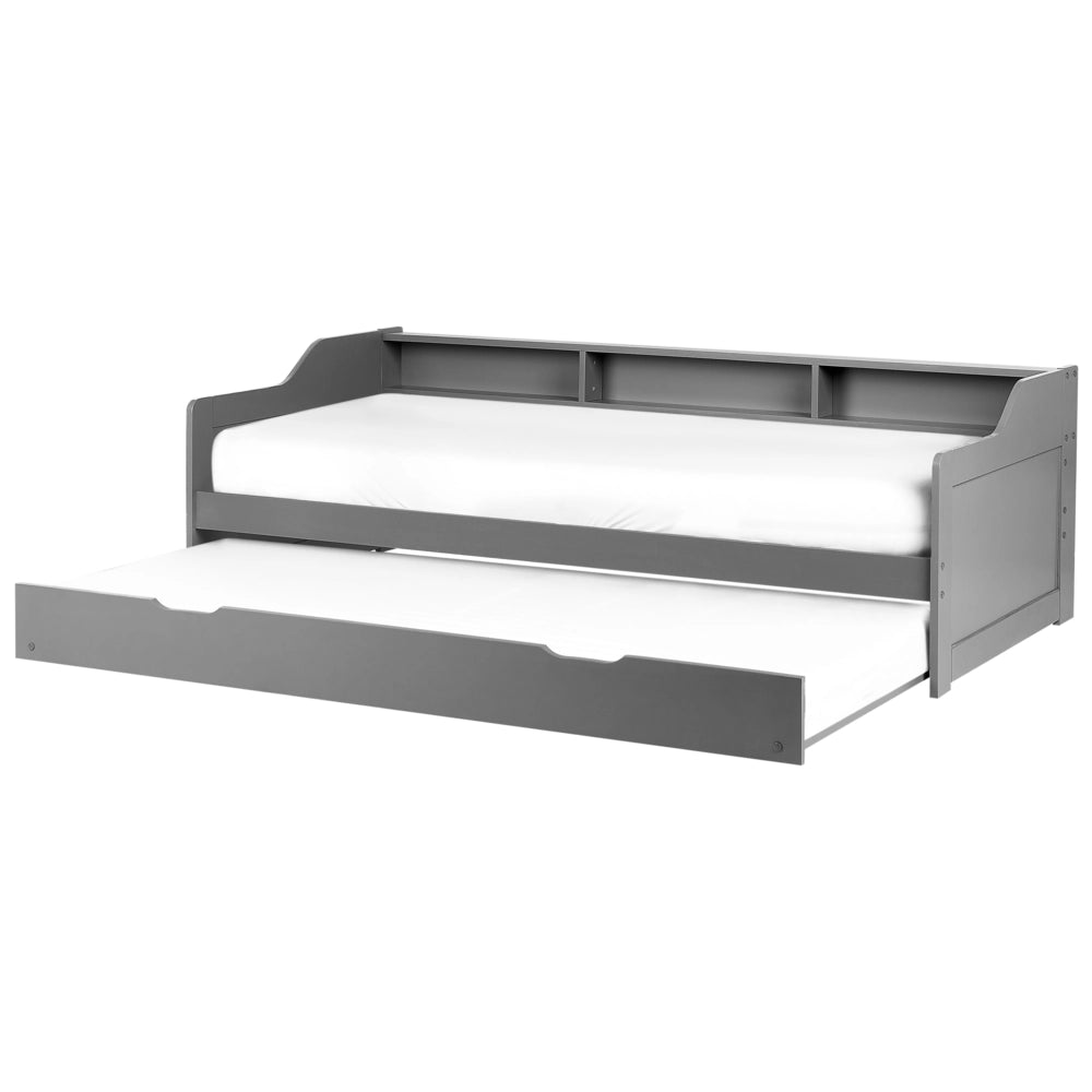 Letto a scomparsa in pino grigio con struttura in velluto UE misura singola 90 x 200 cm Telaio a doghe Extra Telaio a scomparsa