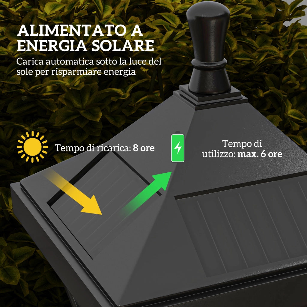 Lampione da Giardino ¨C zephmum ¨C ABS e Policarbonato, Nero, 15x15x127 cm
