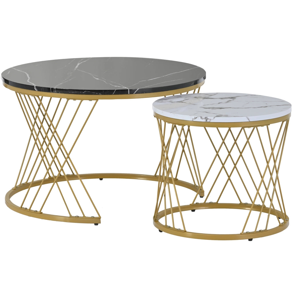TAVOLINO DA CAFFÈ NESTING Set da 2 pezzi 70x70x45 cm MDF Nero
