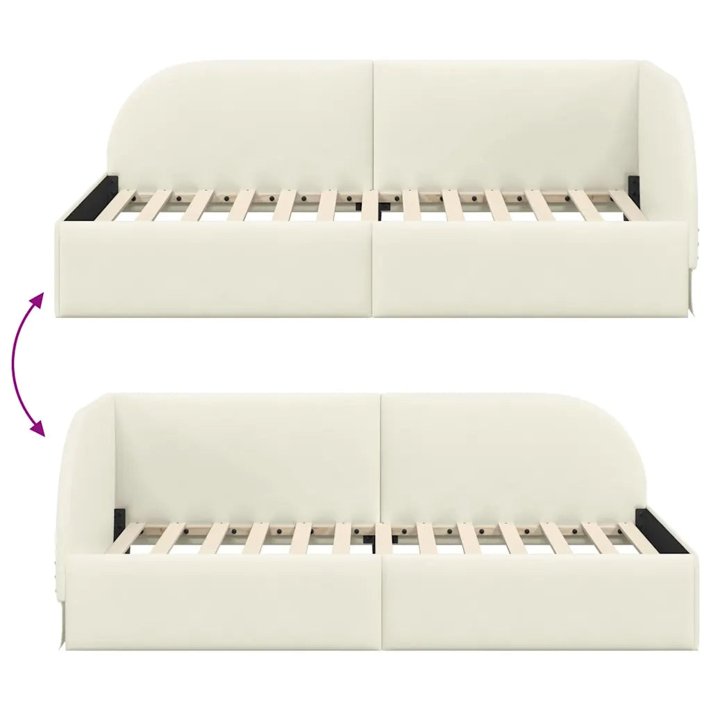 Cornice del letto ad angolo Crema 90 cm x 200 cm Velluto 42016653