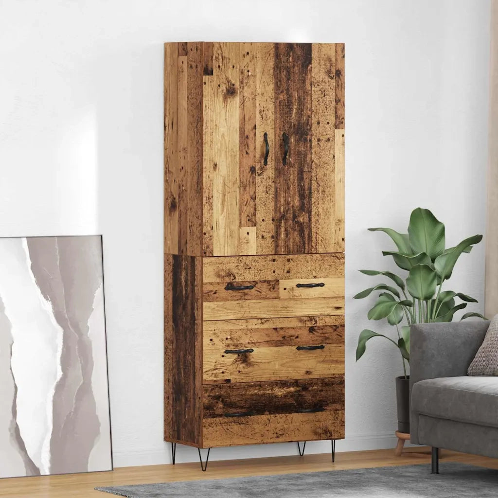 Credenza con cassetto 2 pz | Madia | Buffet da pranzo | Armadio da pranzo Legno vecchio Legno multistrato