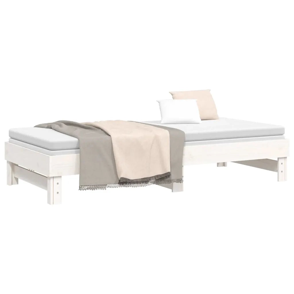 Dormeuse Estraibile Bianca 2x(80x200) cm Legno Massello di Pino 823385
