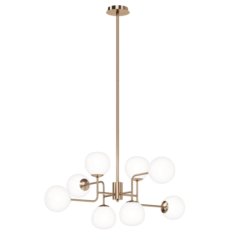 Maytoni Lampadario Sospensione Erich 8 luci E14 oro rosa metallo diffusore vetro