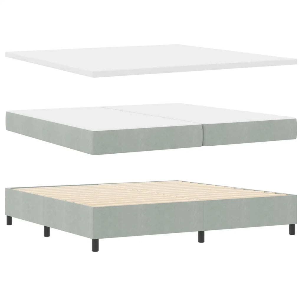 Letto a molle con testiera Grigio chiaro 200 x 200 cm Velluto 3344600
