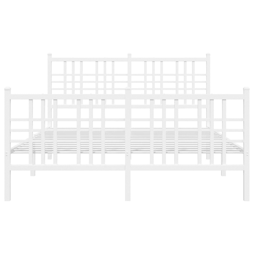 Giroletto con Testiera e Pediera Metallo Bianco 137x190 cm 376390
