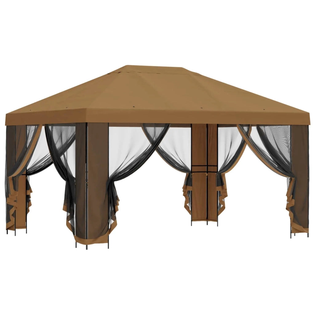 Gazebo da giardino con pareti laterali 4 × 3 m Beige 900385