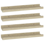 4 pz Mensole da Parete | Scaffali a Parete | Ripiano a parete Rovere Sonoma 40x9x3 cm