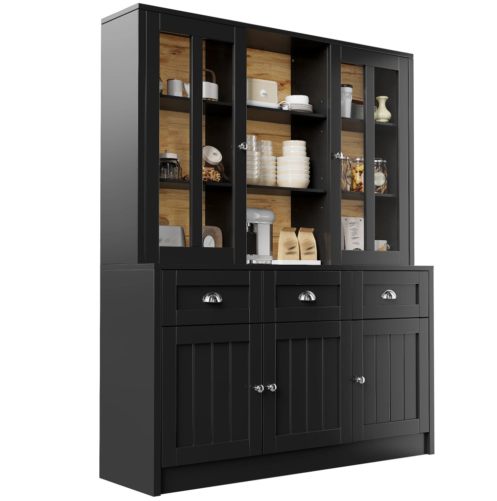 Vetrina 140x38.5x175 cm con ante in acrilico e sistema antiribaltamento; MDF nero
